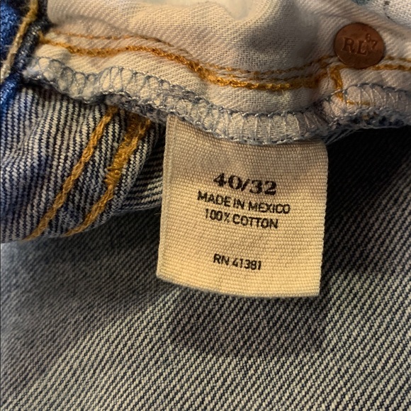 POLO Men’s Ralph Lauren Jeans 40x32 Slim Straight 018 GUC Fraying/Holes See Pic - Picture 8 of 16